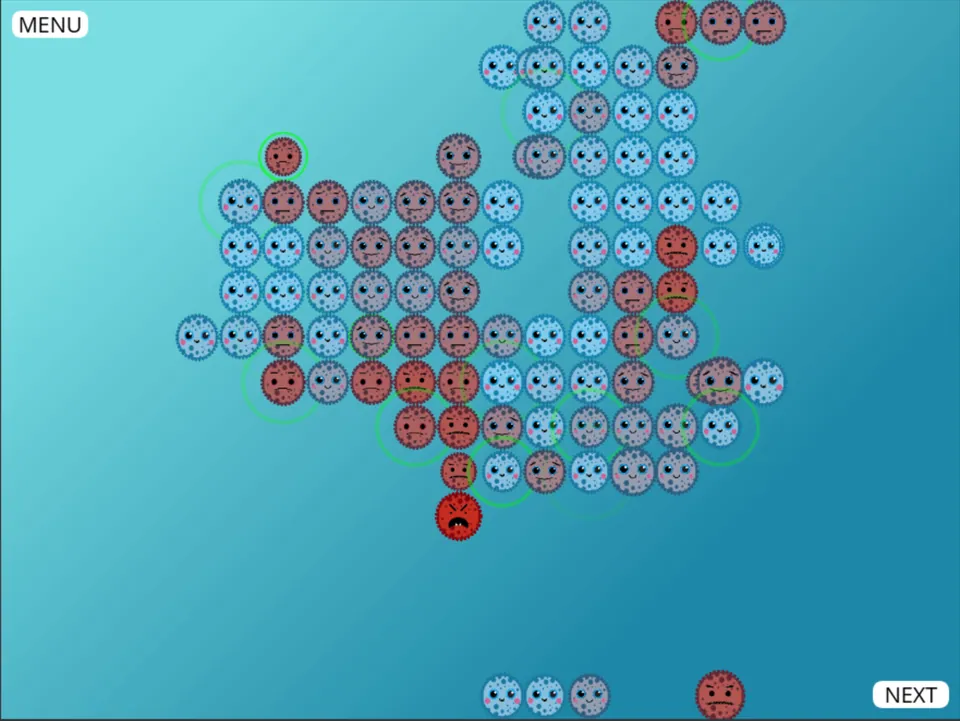 Game board with faces on blue background